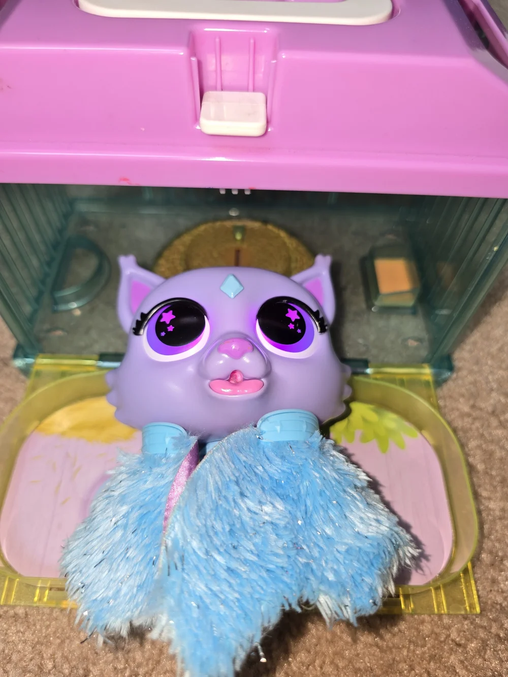 FurReal Pet Flitter Kitten Interactive Toy Lights Up Works & Carrier